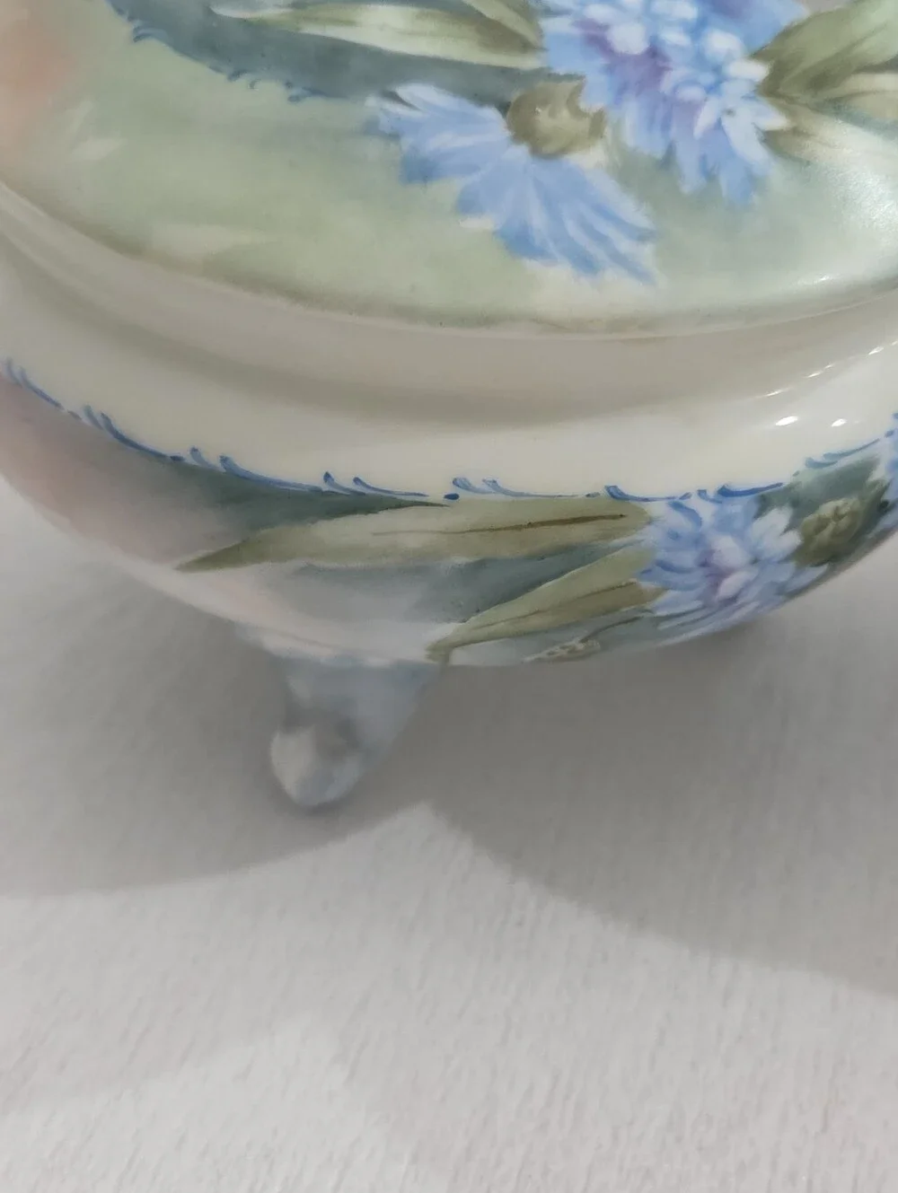 Pair Of Bavarian Porcelsin Hand Painted Dresser Jars 1890's - 1920's Signed